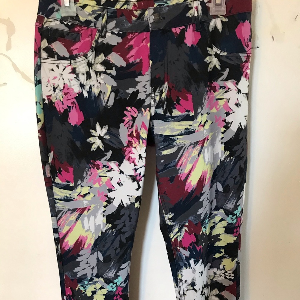 Black and Pink multi color stretch pants